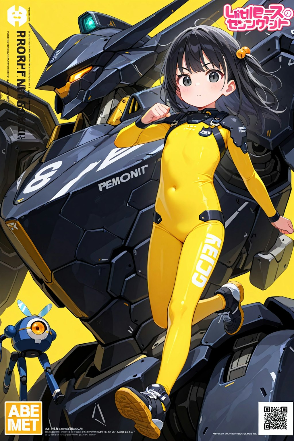 黒いロボと黄色のボディスーツ