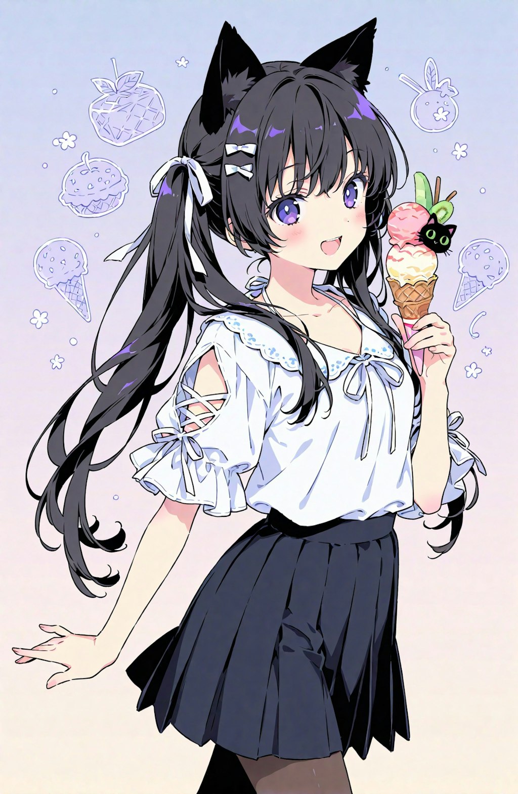 旅する黒猫と夏のスイーツ探索 (全12枚)