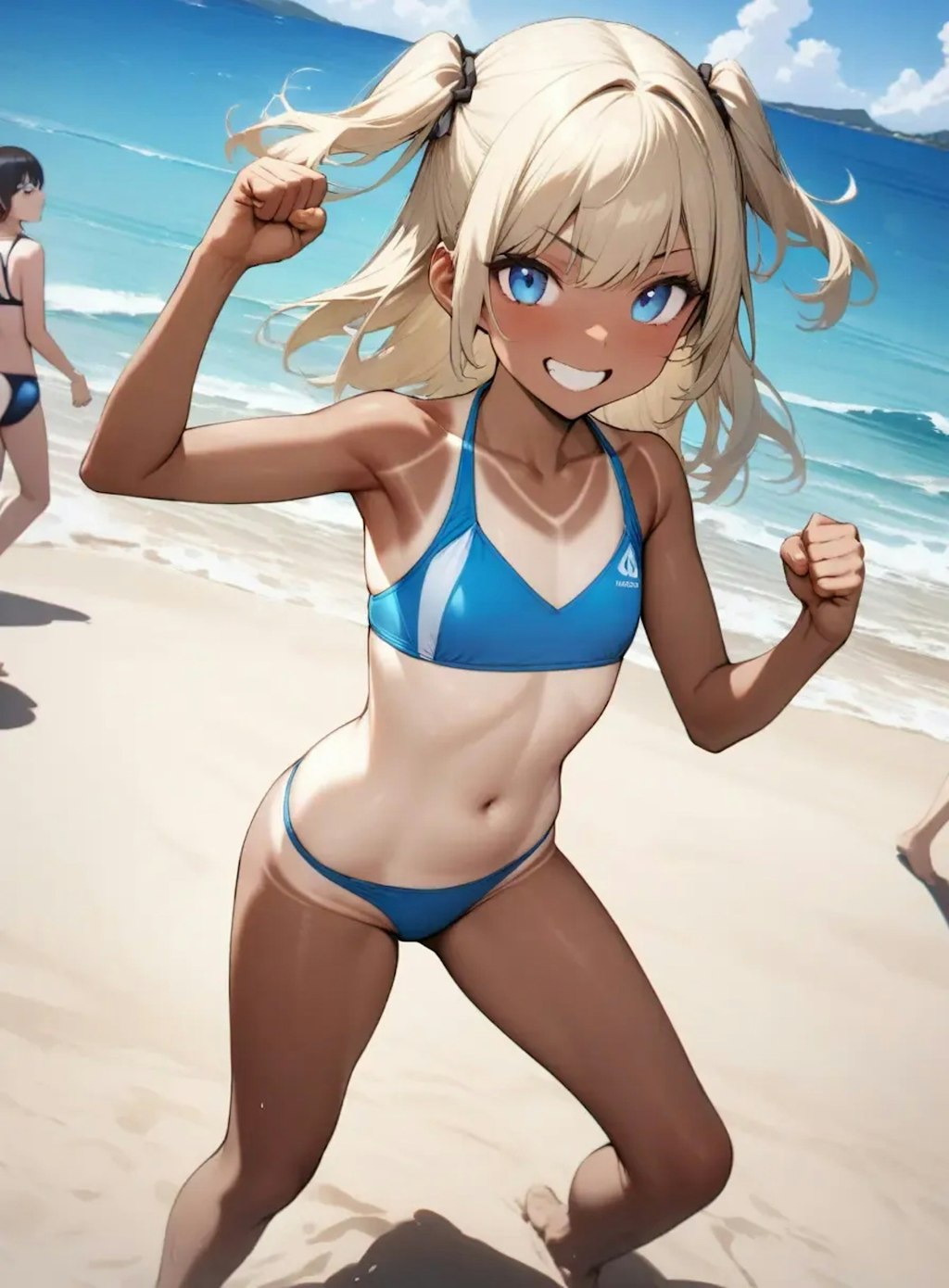 ビーチバレーに勝ったー