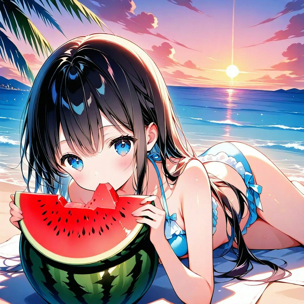 スイカ独り占め…